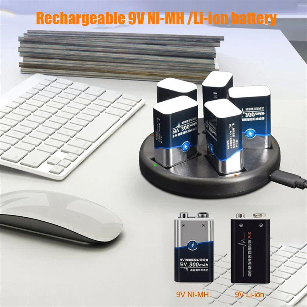 BTLIMER Đế Sạc Nhanh Thông Minh Có Đèn LED Chỉ Báo Cho Pin Li-ion 6F22 9V Ni-MH Ni-CD