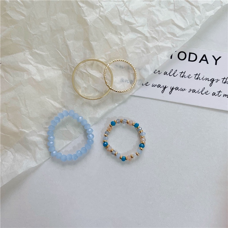 Nhẫn Đeo Tay Bốn Mảnh Đính Hạt Phong Cách Mới