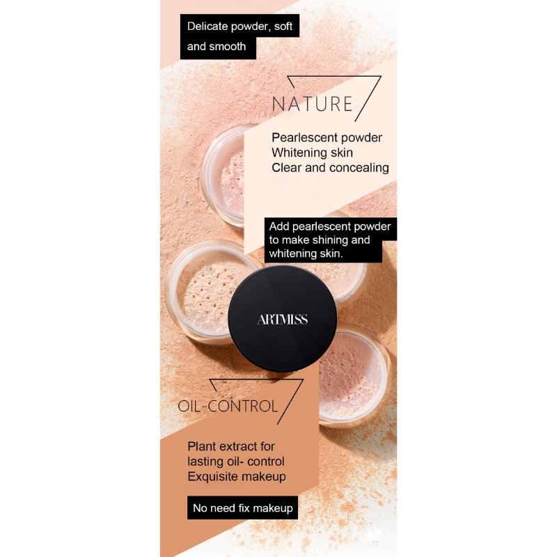 Phấn phủ ARTMISS TRANSPARENT MATTE POWDER kiểm soát dầu nhờn giúp giữ nền lâu trôi 30g