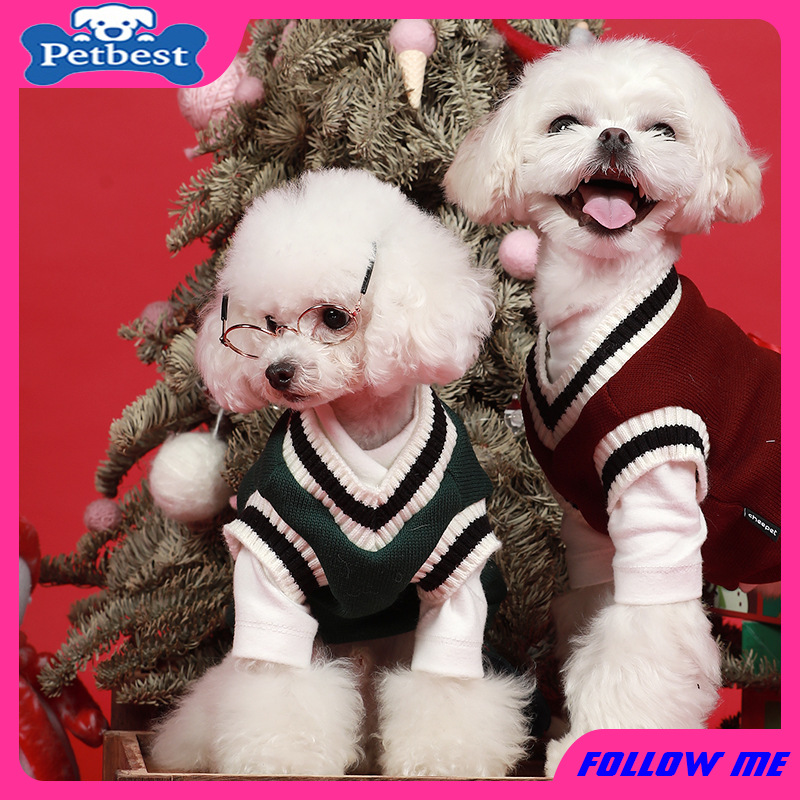 Áo len cổ chữ V lót nhung thời trang thu đông tùy chọn màu sắc cho thú cưng