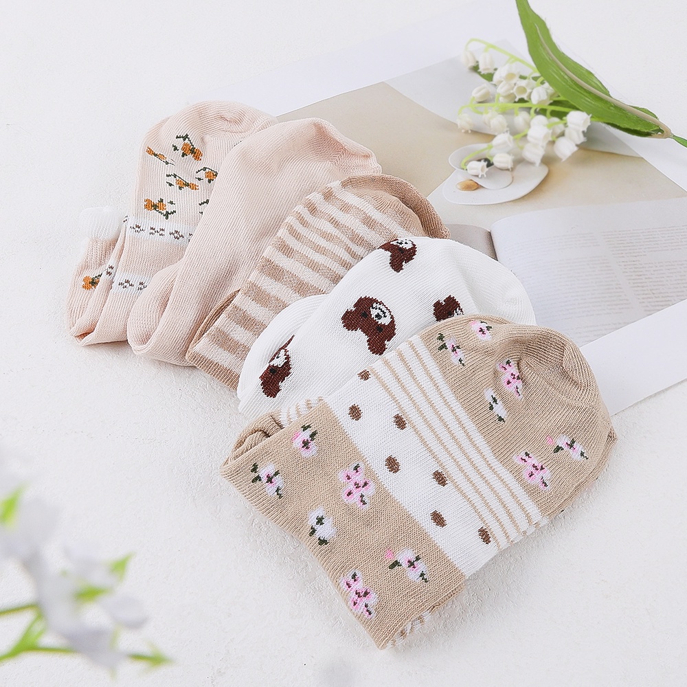 1 Đôi Tất Chân Ngắn In Hình Gấu Dễ Thương