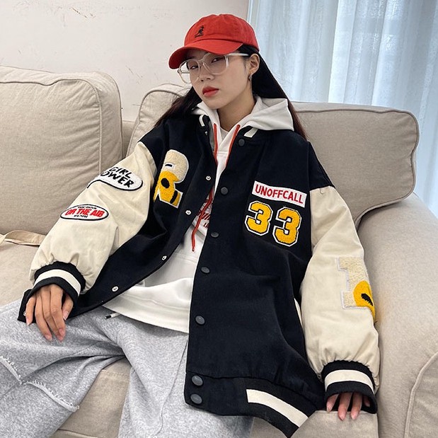 Áo Khoác Bóng Chày Dáng Rộng In Họa Tiết Phong Cách Hàn Quốc Thời Trang Cho Nam Và Nữ