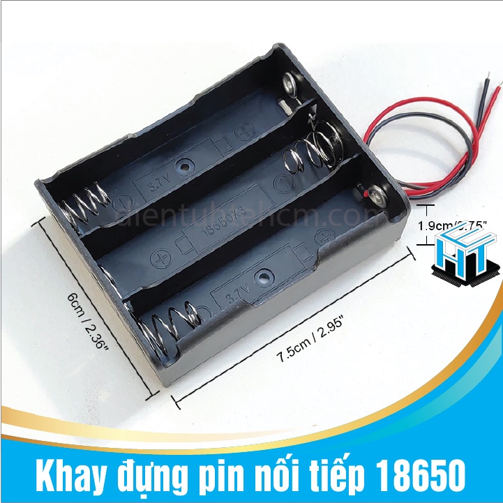Khay đựng pin nối tiếp 18650 hàn sẵn dây điện - 1 cell / 2 cell / 3 cell / 4 cell