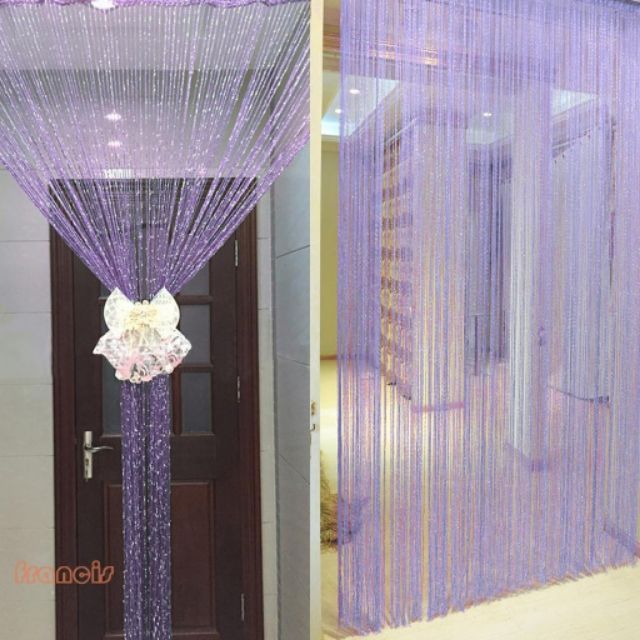 Mành, rèm cửa sợi chỉ dù đan kim tuyến lấp lánh trang trí, vách ngăn phòng, spa kích thước 3m x 3m