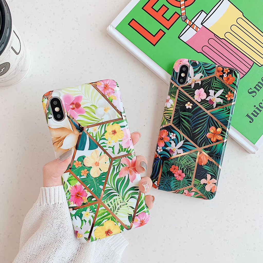 Ốp lưng Iphone hoa lá kẻ ô