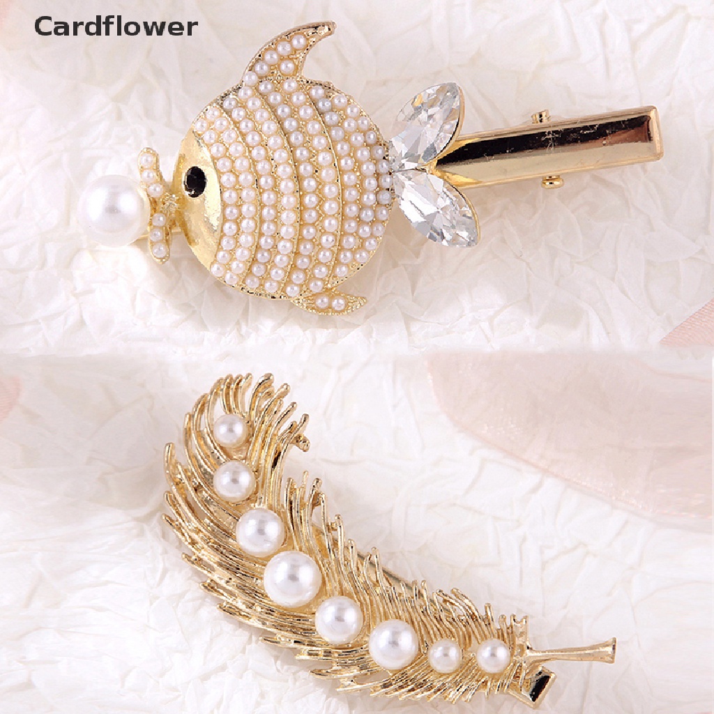 &lt; Cardflower &gt; Kẹp Tóc Đính Kim Cương Ngọc Trai Hình Học Phổ Biến Thời Trang Cho Nữ Đang Giảm