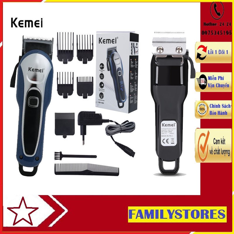 Tông Đơ Cắt Tóc Không Dây Chuyên Nghiệp Kemei-1995 Chính Hãng