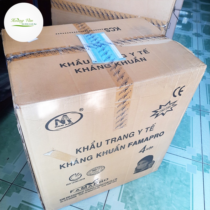 [Thùng 50 hộp] Khẩu trang y tế kháng khuẩn Famapro 4 lớp Nam Anh - Hộp 50 cái