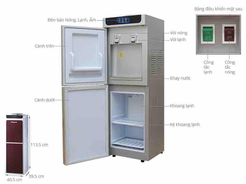 Cây nước nóng lạnh Kangaroo KG40N chính hãng Làm lạnh bằng block có độ bền cao, khả năng làm lạnh nhanh, nhiệt độ lạnh s