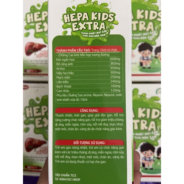 Thanh nhiệt mát gan cho bé Hepa kids extra hộp 20 ống