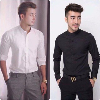 Áo sơ mi nam dài tay CỔ TÀU cao cấp : Chất liệu lụa mềm mịn, không nhăn, thoáng mát, thấm hút mồ hôi