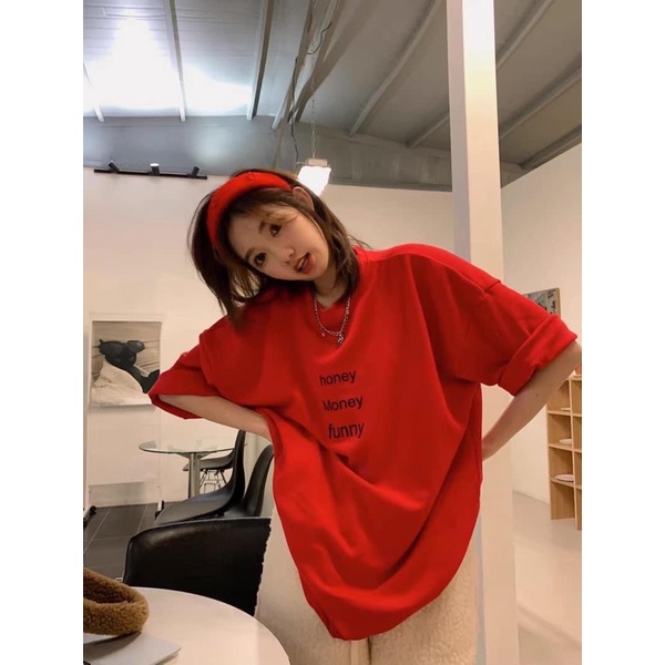 [Rẻ vô địch] Áo thun cotton tay lỡ dáng rộng unisex -Honey money