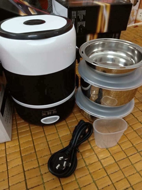 Hộp cơm cắm điện inox tròn 3 tầng tiện dụng