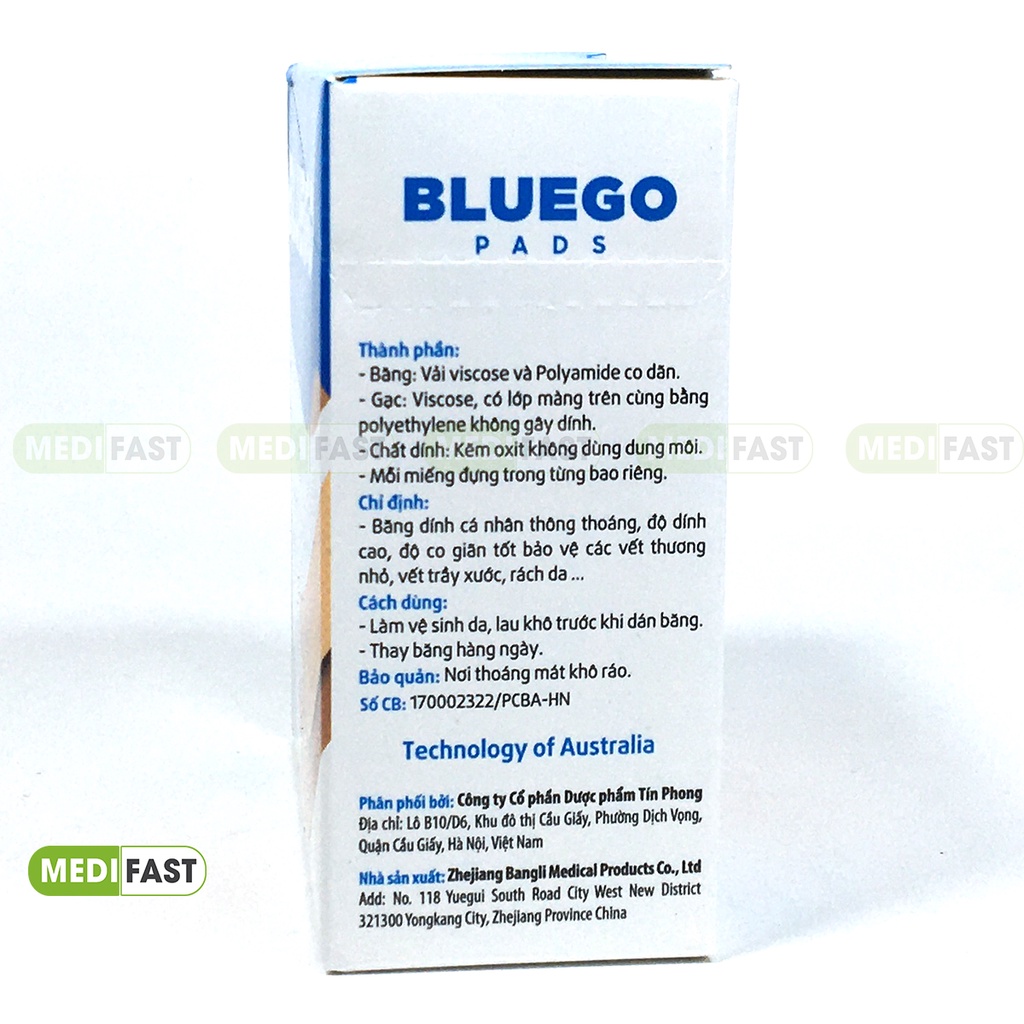 Băng vết thương cá nhân Bluego - Băng y tế tiện dụng, sơ cứu vết thương nhỏ đứt tay, trầy xước, mụn nhọt, rách da