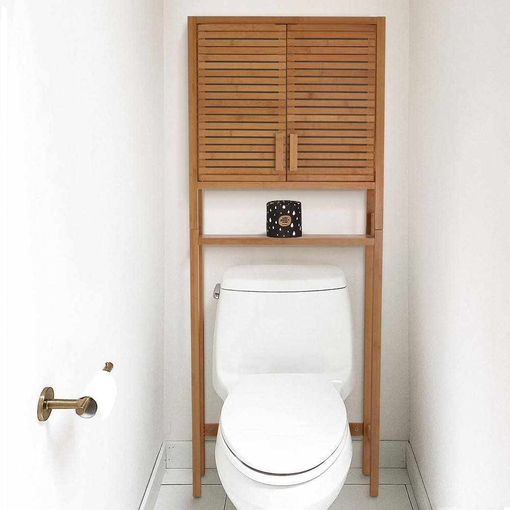 Kệ gỗ để đồ sau Toilet có tủ GKconcept, tiết kiệm không gian, sang trọng nhà tắm, tiện ích cho việc lưu trữ