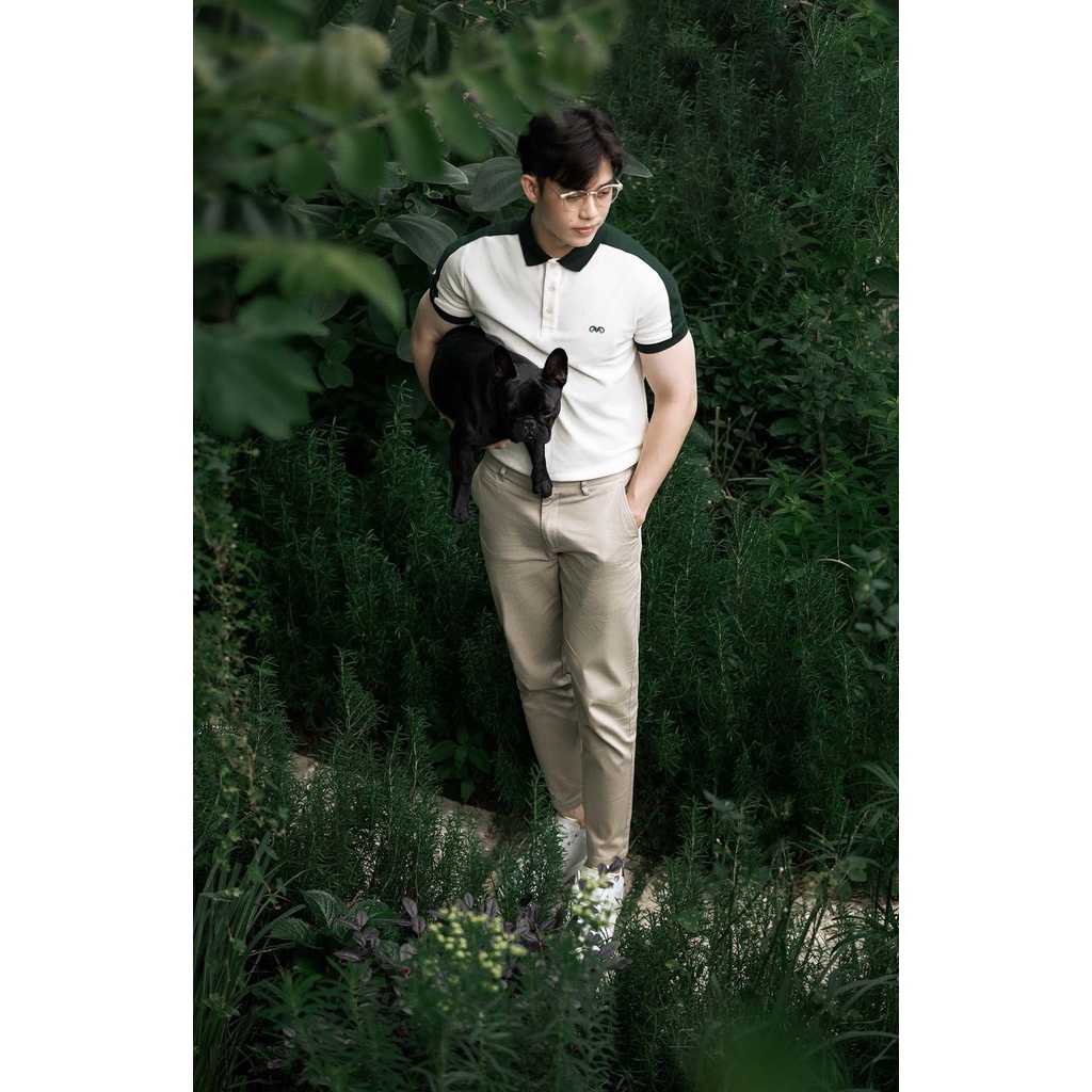 Áo Polo Americus Gosani Nam Có Cổ Viền Vai Màu Nâu, Kem, Xanh Da Trời