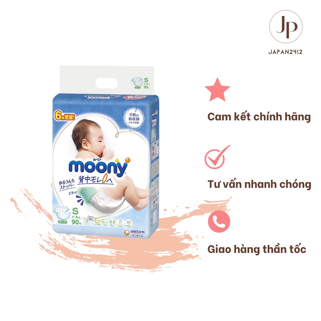 Bỉm Moony Natural Nội Địa Nhật Màu Xanh - Bỉm Moony Dán, Quần Đủ Size Nb96/S90/M68/ L54/ L44/ Xl44