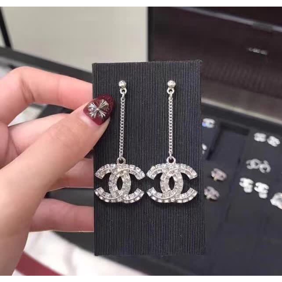 Đôi Bông Tai Dáng Rơi Họa Tiết Kim Cương Thời Trang Cho