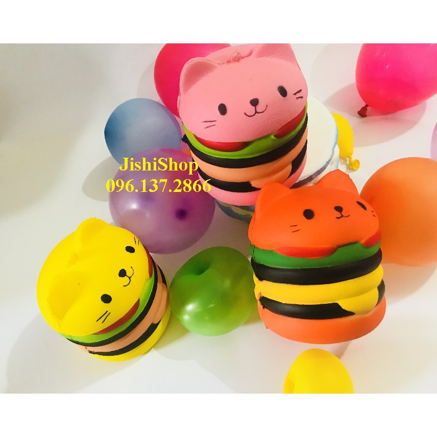 ( GIÁ SỈ )Màu đỏ _ SQUISHY MÈO HAMBURGER DỄ THƯƠNG |shopee. Vn\Shopgiayred