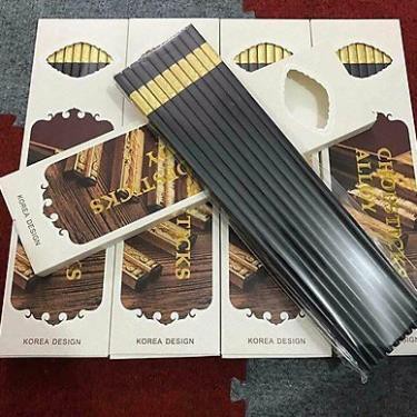 Bộ 10 đôi Đũa Mạ Vàng, Đũa Hợp Kim Chống Mốc Hàn Quốc