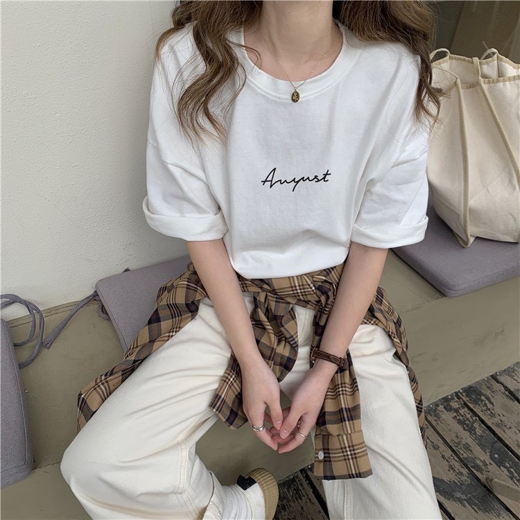 [Freeship] Áo Thun Cổ Tròn Dáng Rộng In Chữ áo tay lỡ form rộng | BigBuy360 - bigbuy360.vn