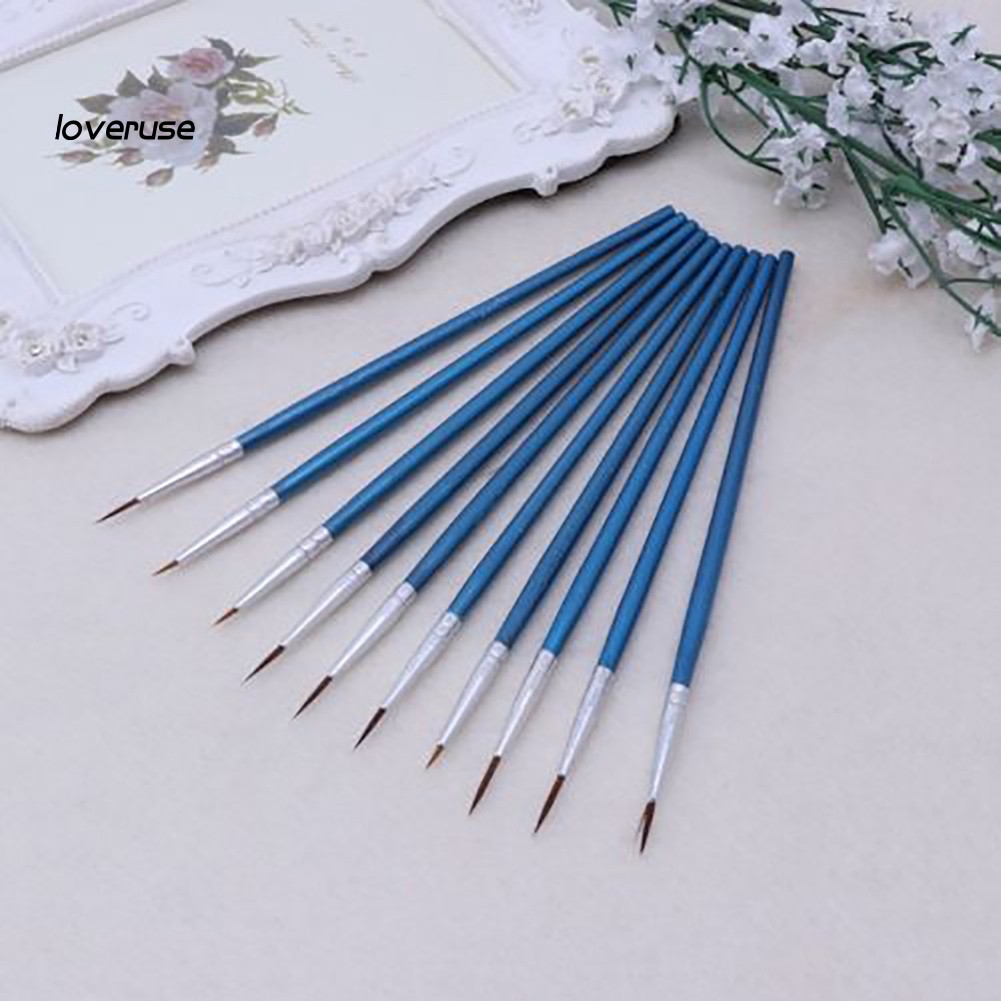 Set 10 cọ vẽ màu nước 16cm thiết kế cán gỗ và sợi nylon tiện dụng