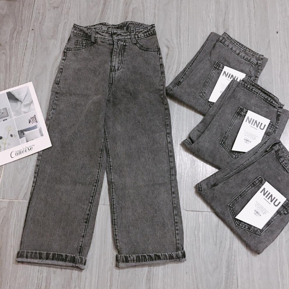 Quần bò nữ - quần jeans ống rộng lưng cao, vải bò dày đẹp , không giãn ,dáng suông | BigBuy360 - bigbuy360.vn