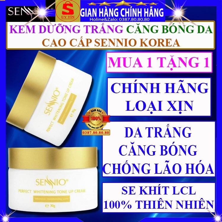 Kem dưỡng trắng căng bóng da mặt cổ tốt chính hãng Sennio hàn quốc dưỡng ẩm cho nam nữ bà bầu ban ngày đêm chống lão hóa