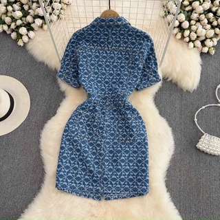 Đầm sơ mi jean đính nút cá tính. Nhập QC