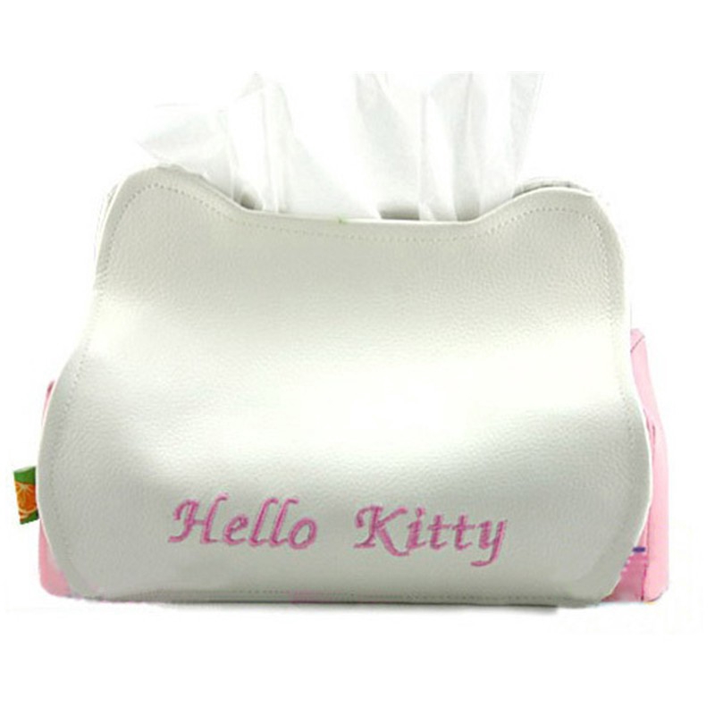 Hộp Đựng Khăn Giấy Bằng Da Pu In Hình Hello Kitty Dễ Thương