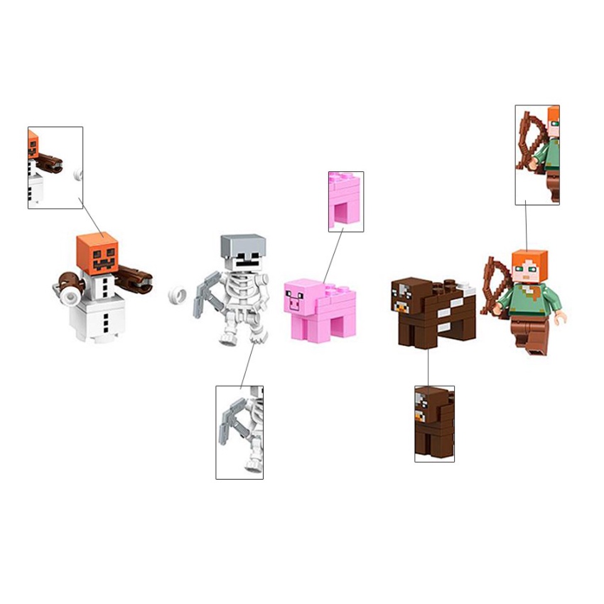 💥FOLLOW TẶNG 3K💥HÀNG CÓ SẴN💥 Set 16 Mô Hình Lego Lắp Ráp Các Nhân Vật Trong Game Minecraft Cute 💥CHỌN MẪU💥VOUCHER 100K💥