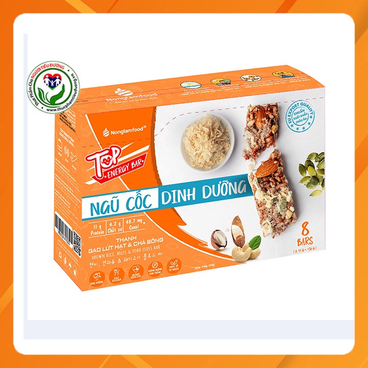 Thanh gạo lứt hạt & Chà Bông hộp 8 thanh 136g