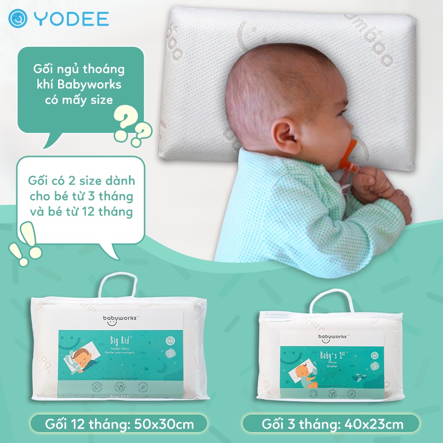 Combo 2 gối ngủ thoáng khí Babyworks 3th + 12th