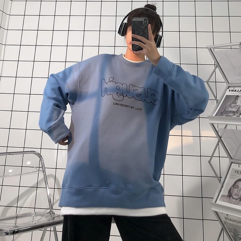 Áo Sweater Nữ Form Rộng Phối Layer Susu Vải Nỉ Bông Dày Dặn phong cách