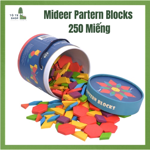 [Hàng Chính Hãng] Đồ Chơi Gỗ Xếp Hình Sáng Tạo Mideer Pattern Blocks 250 chi tiết