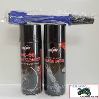 Bộ sản phẩm vệ sinh sên MC-40 400ml, Bôi trơn dưỡng sên Thunder 400ml và bàn chải sên chuyên nghiệp