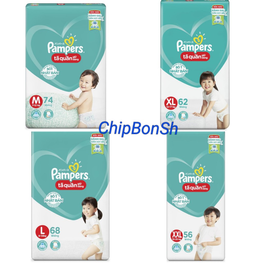 Tã Quần Pampers Giữ Dáng Mới M74/ L68/ XL62/ XXL56