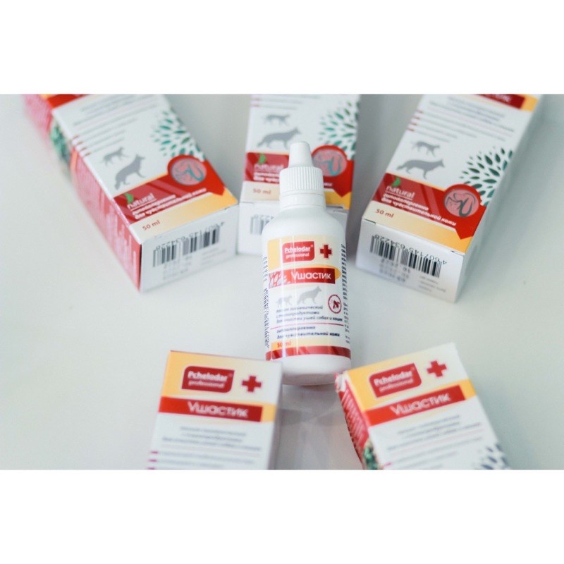 Nhỏ tai Pchelodar Dung dịch vệ sinh tai cho chó mèo ngừa rận tai viêm tai Surica TB02 (50ml)