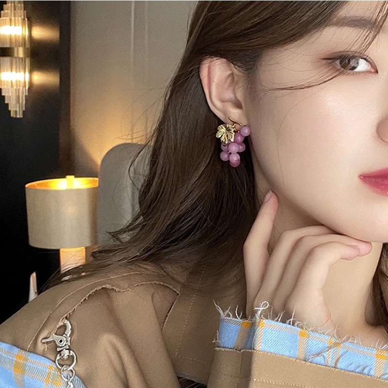 PINKDUDU Đôi Khuyên Tai Hình Chùm Nho Bằng Hợp Kim Dễ Thương Dành Cho Nữ PD626