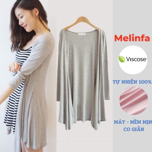 Áo khoác ngoài cardigan dáng dài vải Viscose tự nhiên phong cách thanh lịch trẻ trung mã VAA0299