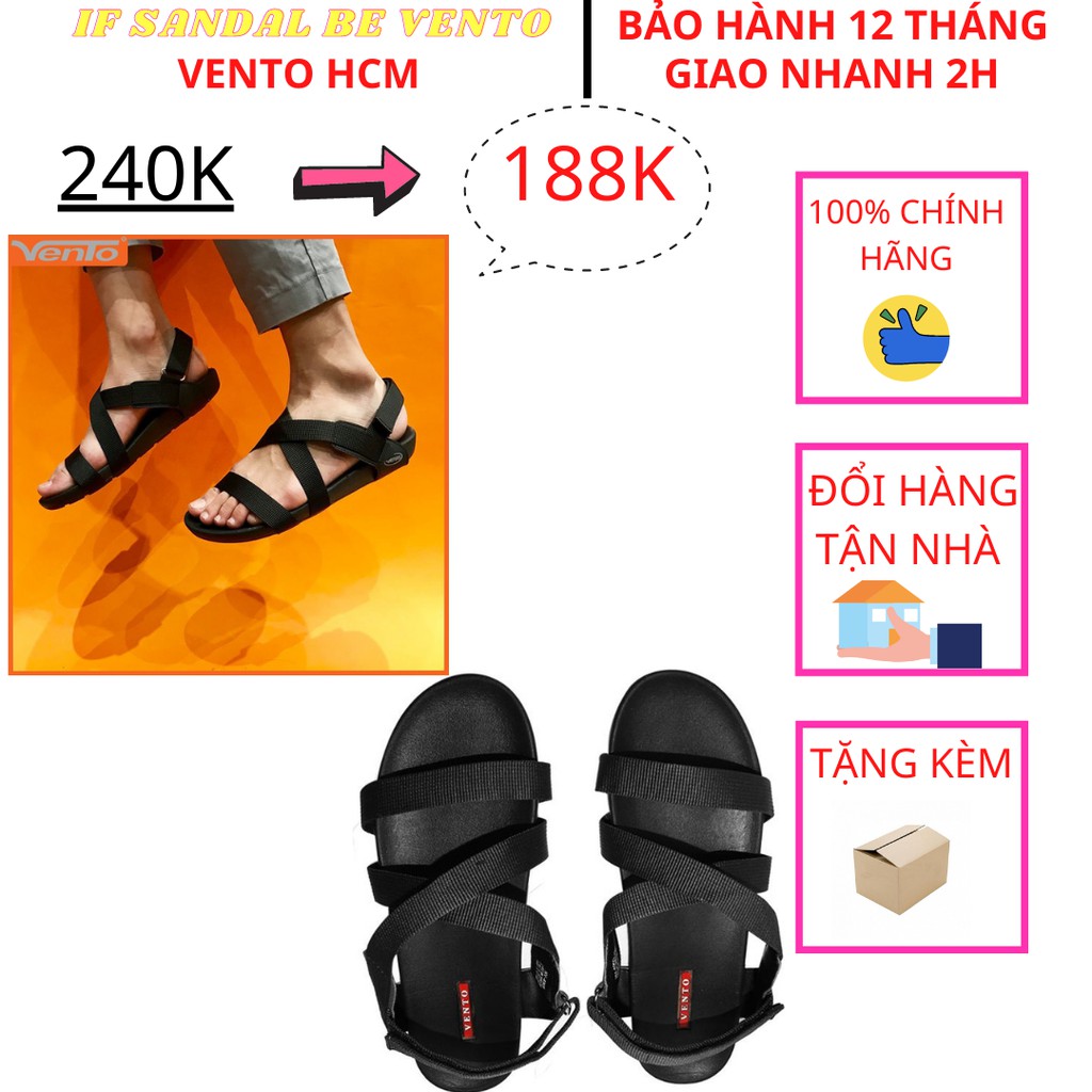 Giày sandal Nam VENTO kiểu basic quai chéo đế cao su chống trơn trượt NV4905