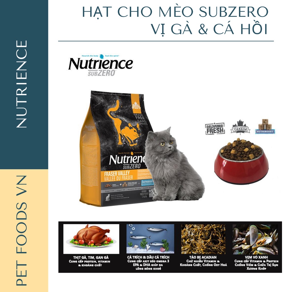 Hạt cho mèo NUTRIENCE Subzero Cat 500g vị Gà, Cá Hồi &amp; Cá Trích