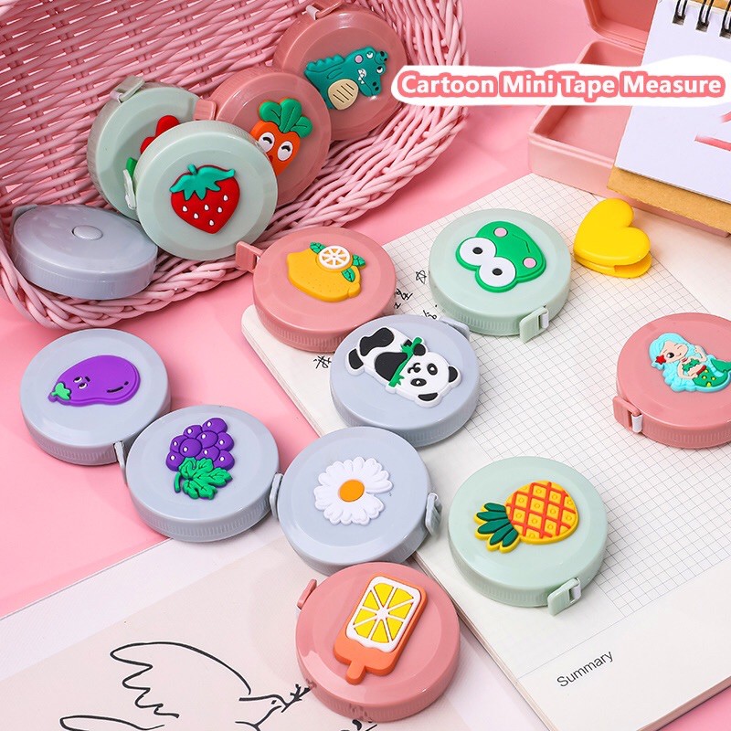 Thước dây mini tự cuộn 1.5m nhiều họa tiết cute