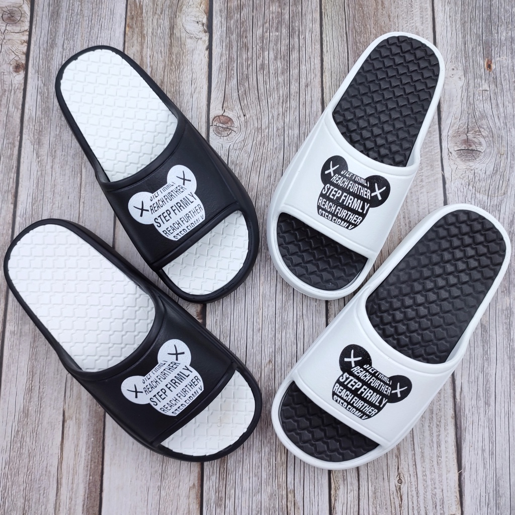 Dép bánh mì nam thời trang Bevis - quai ngang in hình đầu gấu hot siêu đẹp - đế đúc EVA siêu nhẹ êm chân BE209-2