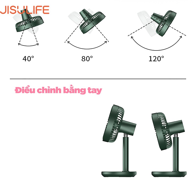 Quạt mini để bàn xoay 180 độ tự động Jisulife FA13/FA13X_Điều chỉnh chiều cao tùy ý,sử dụng liên tục 20h_Hàng chính hãng | BigBuy360 - bigbuy360.vn