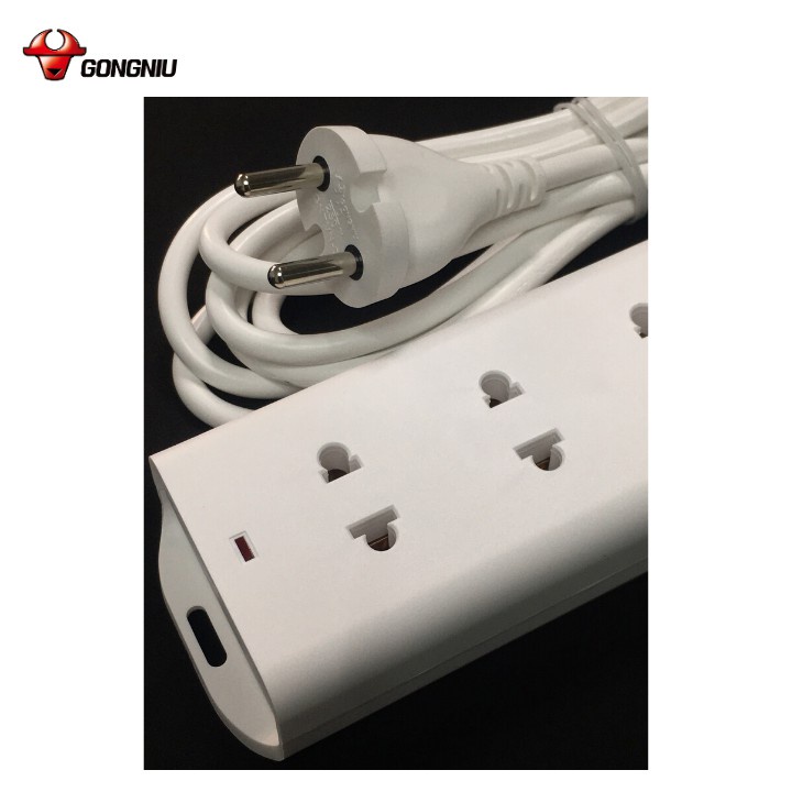 Ổ Cắm Gongniu 4 ổ 1 công tắc 2500W - Trắng - Chính Hãng - V1040CB