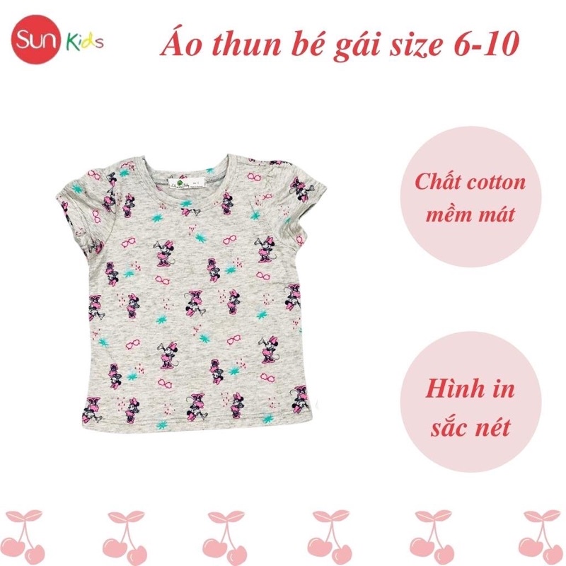 Áo thun cho bé gái, áo phông bé gái chất cotton mềm mát, size 6 - 10 tuổi - SUNKIDS1