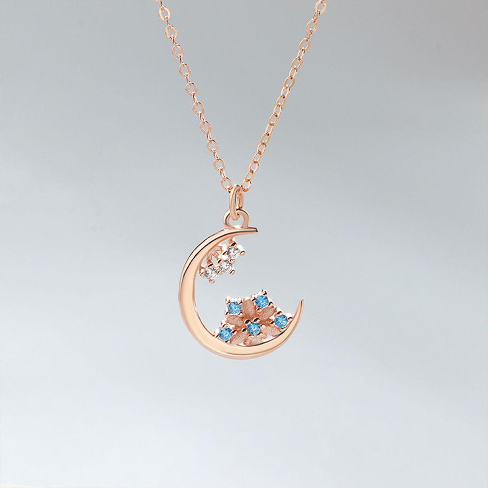 AROMA Vòng cổ Mặt Trăng Và Bông Tuyết Đơn Giản Thời Trang Hàn Quốc