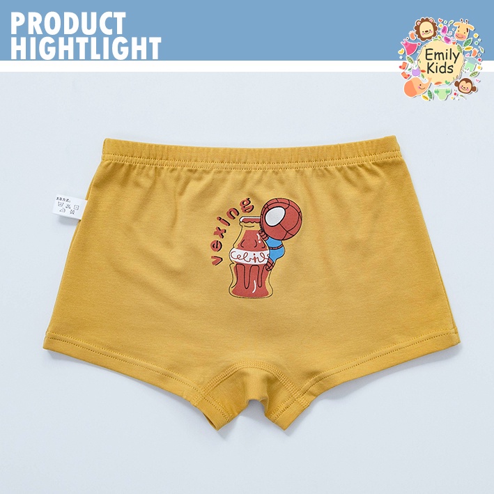 Bộ 5 Quần Lót Boxer Thoáng Khí Thoải Mái In Họa Tiết Hoạt Hình Dễ Thương Cho Bé Trai 3-12 Tuổi