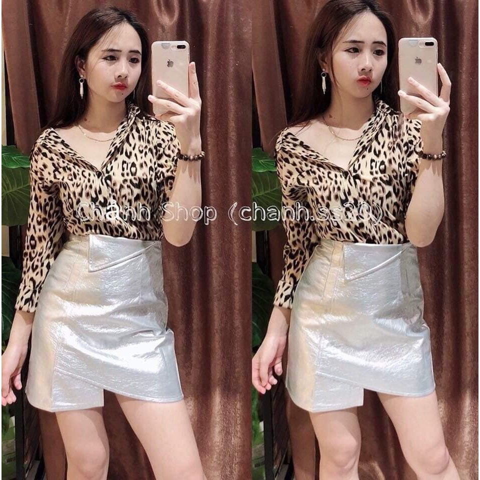 Áo sơ mi họa tiết da báo